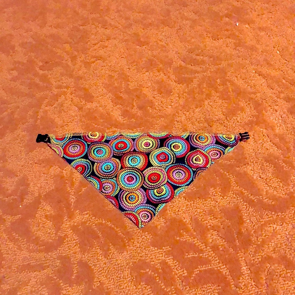 Two sided Dog swirl/circle print bandana/scarf buckle clasp